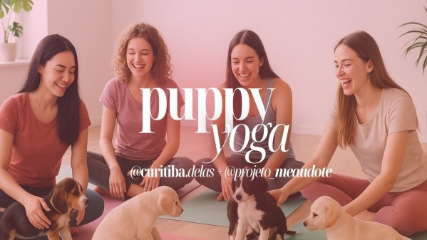 Imagem do evento Puppy Yoga | Curitiba Delas + Projeto Me AUdote