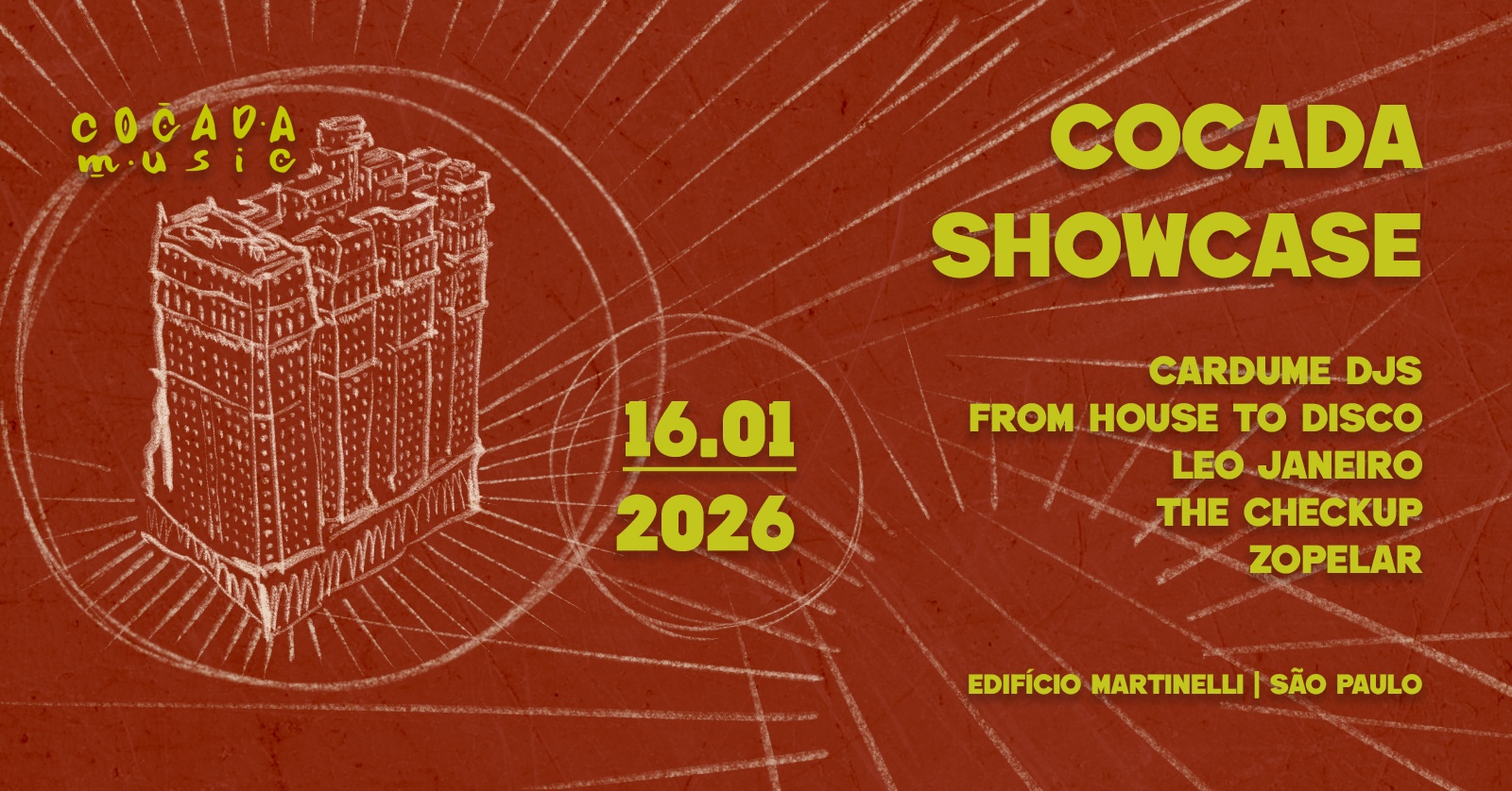 COCADA apresenta: CARDUME, FROM HOUSE TO DISCO, LEO JANEIRO, ZOPELAR & THE CHECKUP  l  16.01