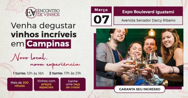 Imagem do evento Encontro de Vinhos Campinas - Março