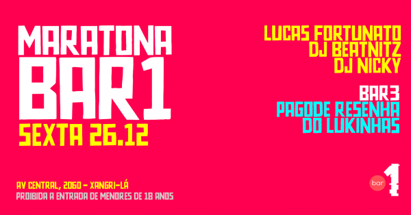 Imagem do evento BAR 1 - SEXTA - 26/12/2025 - MARATONA #01