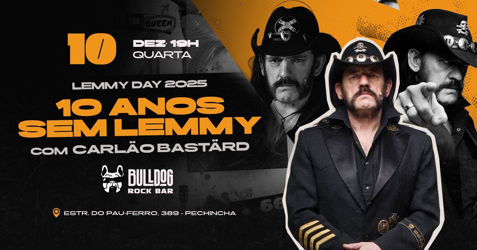 10 de Dezembro - LEMMY DAY 2025 - TRIBUTO AO LEMMY KILMISTER COM CARLÄO BASTÄRD