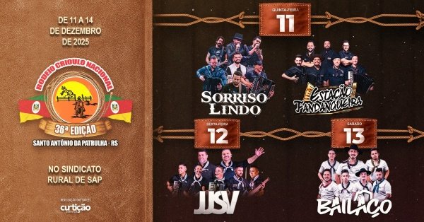 Imagem do evento BAILES DO 38º RODEIO DE SANTO ANTÔNIO DA PATRULHA