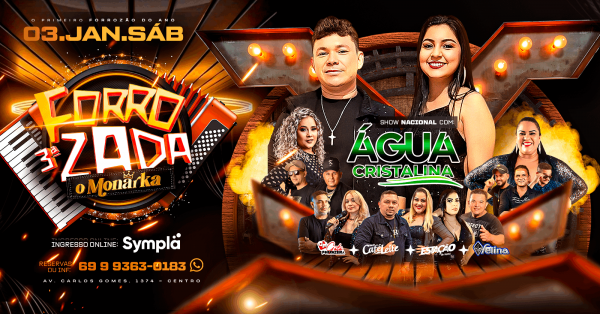 Imagem do evento 3ª  FORROZADA O MONARKA 2026 | ATRAÇÃO NACIONAL: ÁGUA CRISTALINA