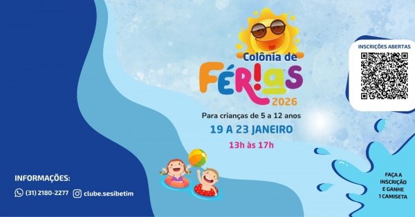 Imagem do evento COLÔNIA DE FÉRIAS DE VERÃO CLUBE SESI BETIM 2026