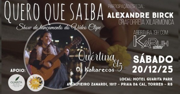 Imagem do evento Show Quero Que Saiba - Quértina Elz - Banda e Convidados