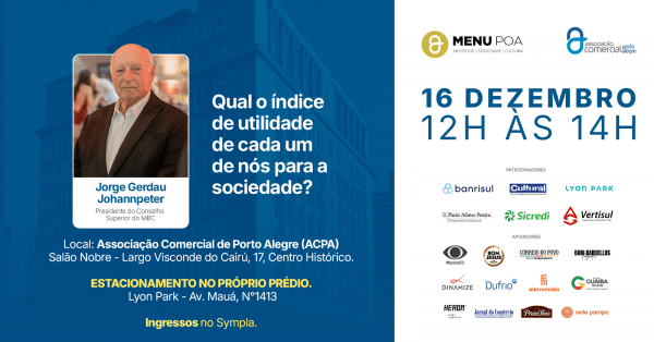 Imagem do evento MENU POA | Qual o índice de utilidade de cada um de nós para a sociedade?