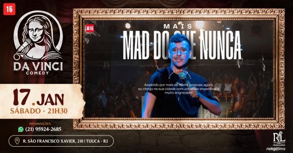 Imagem do evento DA VINCI COMEDY - MATHEUS MAD EM: MAIS MAD DO QUE NUNCA [17/01]