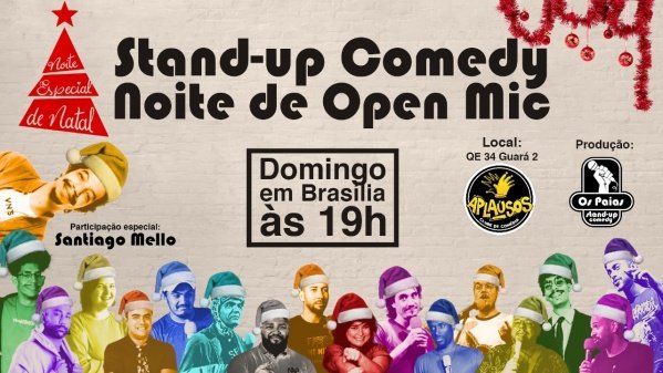 Imagem do evento Stand Up Aplausos: NOITE DE PIADAS COM SANTIAGO MELLO + 12 COMEDIANTES c/ microfone aberto