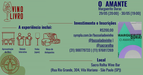 Imagem do evento VINO LIVRO - O AMANTE (Marguerite Duras)