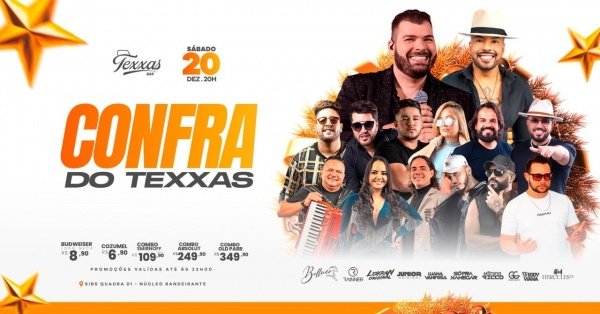 Imagem do evento TEXXAS BAR | SÁBADO - CONFRA DO TEXXAS | BELLUCO - NEGO RAINNER - DJ HERCULES