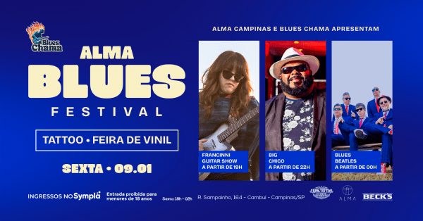Imagem do evento ALMA BLUES FESTIVAL NO ALMA CAMPINAS | 09.01