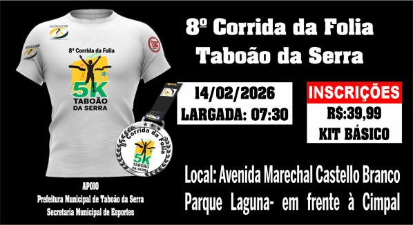 Imagem do evento 8º CORRIDA DA FOLIA DE TABOÃO DA SERRA