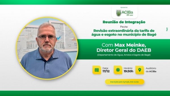 Imagem do evento Revisão extraordinária da tarifa de água e esgoto no município de Bagé