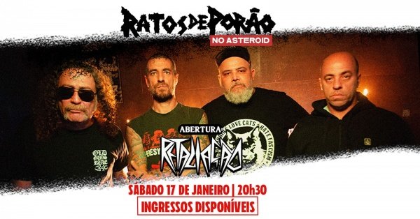Imagem do evento [show] 20h30: RATOS DE PORÃO no ASTEROID em SOROCABA com abertura de Retaliação