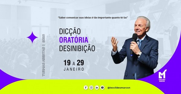 Imagem do evento Curso de Dicção, Oratória e Desinibição  -  Turmas / Janeiro 2026