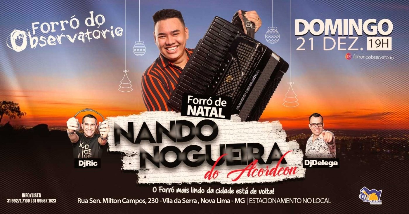 DOMINGO | NANDO NOGUEIRA | FORRÓ DO OBSERVATÓRIO em Nova Lima - Sympla