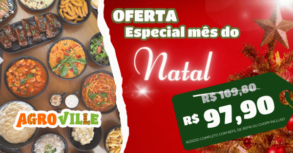 Imagem do evento RODÍZIO COMPLETO COM REFIL DE CHOP OU REFRIGERANTE - ESPECIAL DE NATAL