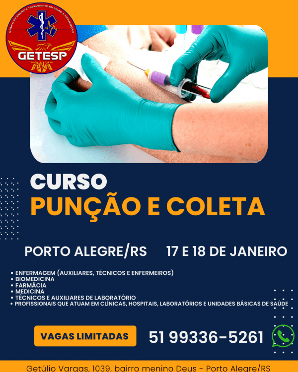 Imagem do evento PUNÇÃO E COLETA DE SANGUE - PORTO ALEGRE