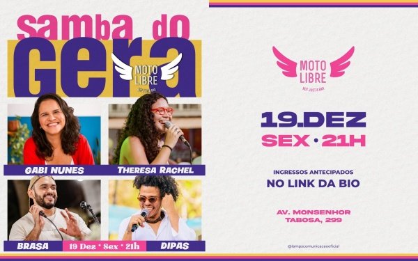 Imagem do evento Samba do Gera ~ Gabi Nunes, Dipas, Brasa e Theresa Rachel