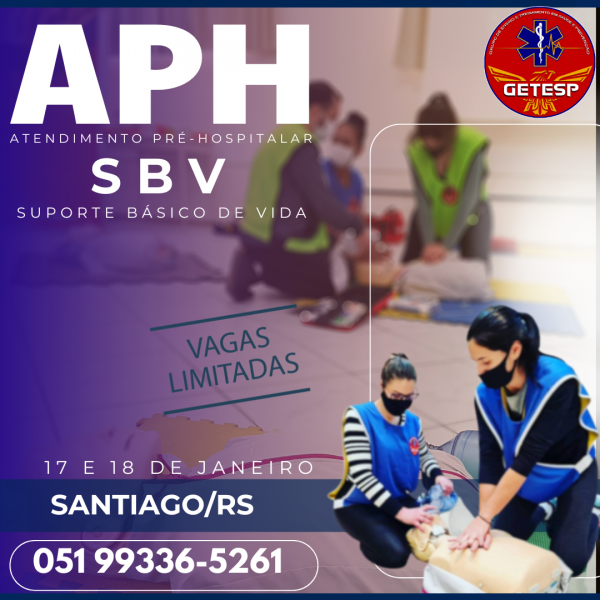 Imagem do evento CURSO DE APH E SBV EM SANTIAGO/RS