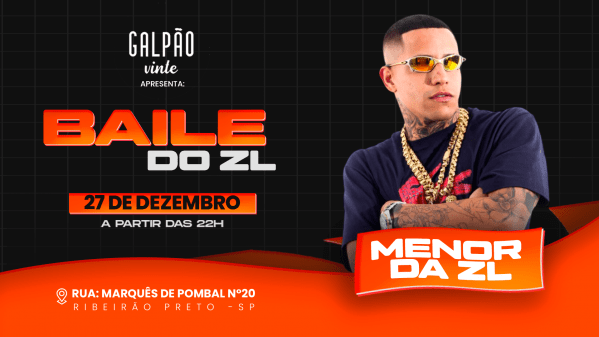Imagem do evento MENOR DA ZL - Ao vivo no Galpão 20