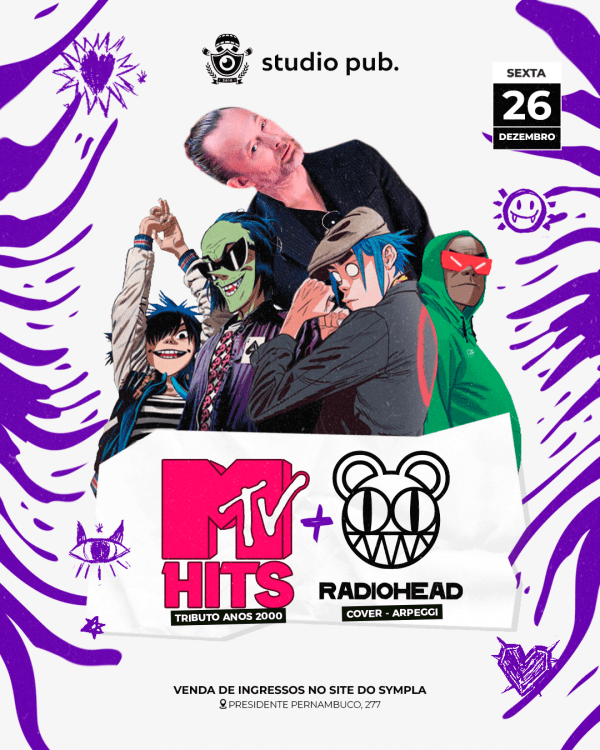 Imagem do evento MTV HITS + RADIOHEAD COVER @StudioPub 26/12