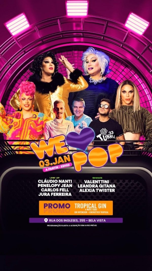 Imagem do evento SABADO WE LOVE POP 03-01