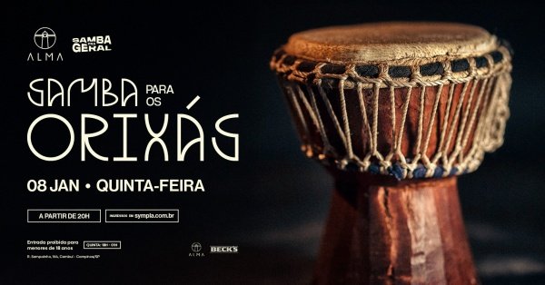 Imagem do evento SAMBA PARA OS ORIXÁS NO ALMA CAMPINAS | 08.01