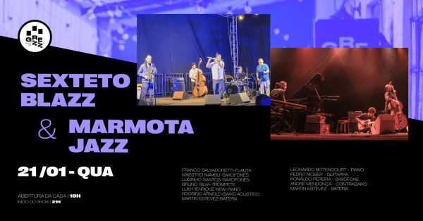 Imagem do evento SEXTETO BLAZZ + MARMOTA | LANÇAMENTO DO ÁLBUM QUILOMBO | GREZZ