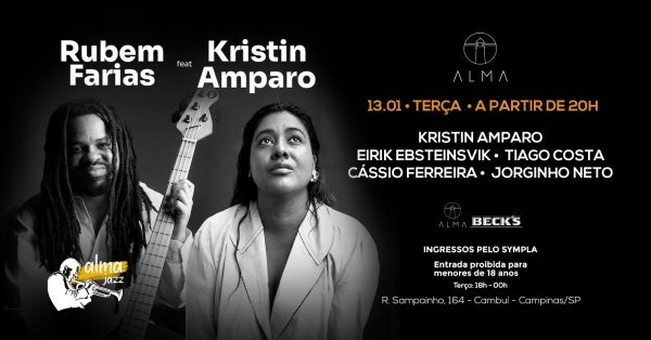 Imagem do evento RUBEM FARIAS FEAT. KRISTIAN AMPARO NO ALMA CAMPINAS | 13.01