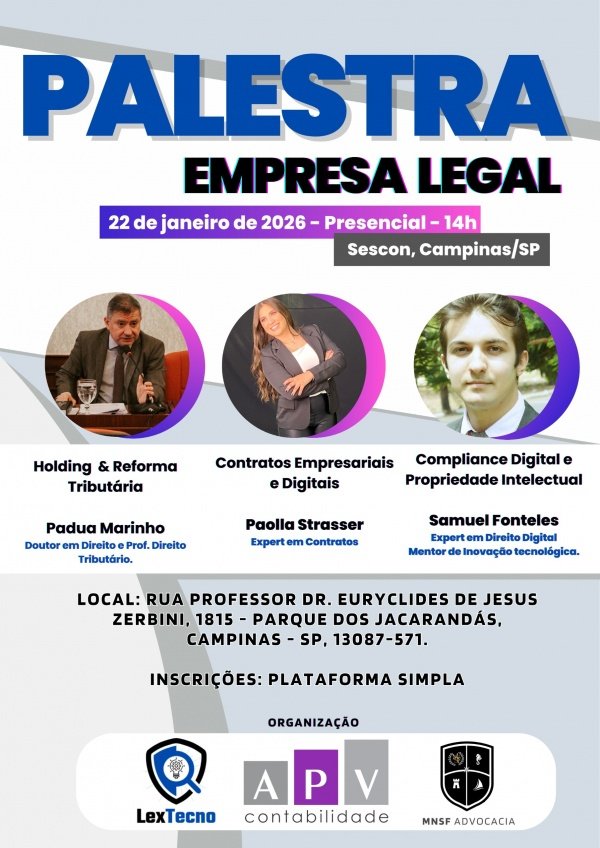 Imagem do evento PALESTRA EMPRESA LEGAL