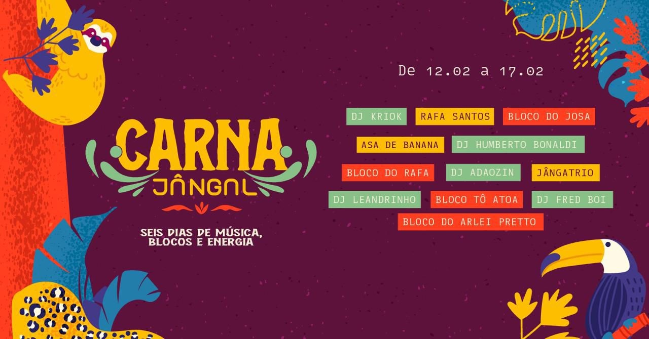 PROGRAMAÇÃO CARNAJÂNGAL E BLOCO JÂNGALOVE 2026 - Belo Horizonte, MG