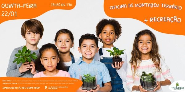 Imagem do evento 22/01 (quinta) - Oficina de montagem Terrário + brincadeiras com a Recrearte