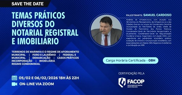 Imagem do evento TEMAS PRÁTICOS DIVERSOS DO NOTARIAL REGISTRAL E IMOBILIÁRIO