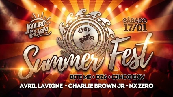 Imagem do evento SUMMERFEST CLAY COM CHARLIE BROWN + AVRIL LAVIGNE + NX ZERO tributos