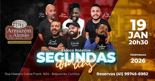 Imagem do evento SEGUNDAS CÔMICAS no ARMAZÉM DO ALEMÃO / STAND UP COMEDY em CURITIBA