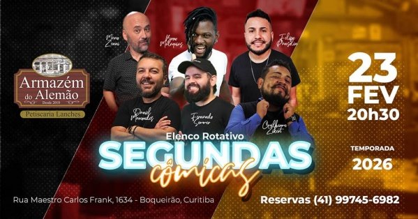 Imagem do evento SEGUNDAS CÔMICAS no ARMAZÉM DO ALEMÃO / STAND UP COMEDY em CURITIBA