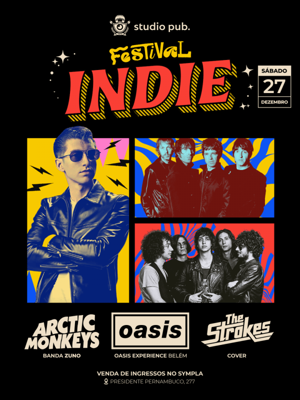 Imagem do evento FESTIVAL INDIE | Arctic Monkeys, Oasis & Strokes @StudioPub 27/12