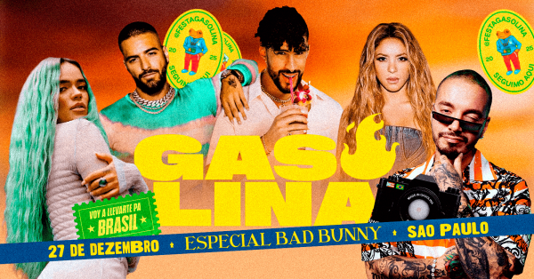 Imagem do evento Gasolina: Especial Bad Bunny | Reggaeton, Funk y Música Latina | Sábado 27.12