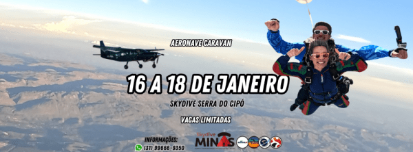 Imagem do evento PARAQUEDISMO NA SERRA 16 a 18 JAN - AVIÃO CARAVAN