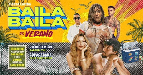Imagem do evento Fiesta Latina Baila Baila | Baile Reggaeton de Verano| Copacabana | 24 Enero | 23h