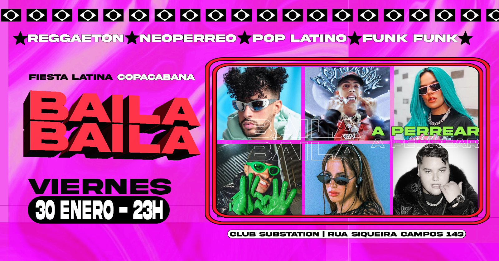 Fiesta Latina Baila Baila |Baile de Reggaeton | Copacabana | 30 Enero | 23h - Rio de Janeiro, RJ