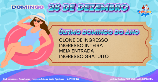 Imagem do evento Último Domingo do Ano! DOM 28/12 (Individual e Clone)