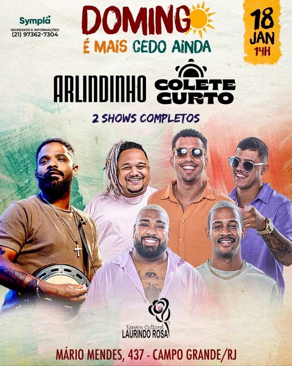 Imagem do evento Arlindinho e Colete Curto - Domingo é mais Cedo