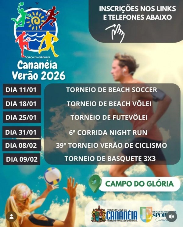 Imagem do evento CIRCUITO CANANÉIA ESPORTE VERÃO 2026 ( TORNEIO DE BASQUETE 3X3)