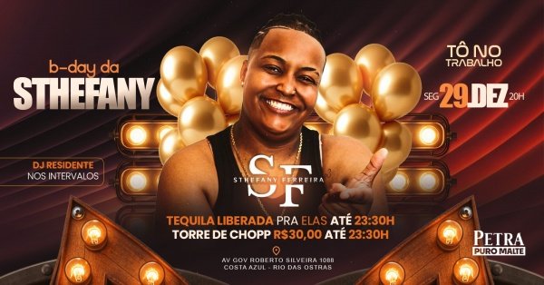 Imagem do evento B-Day da Sthefany | 29DEZ (SEG) | Tô no Trabalho