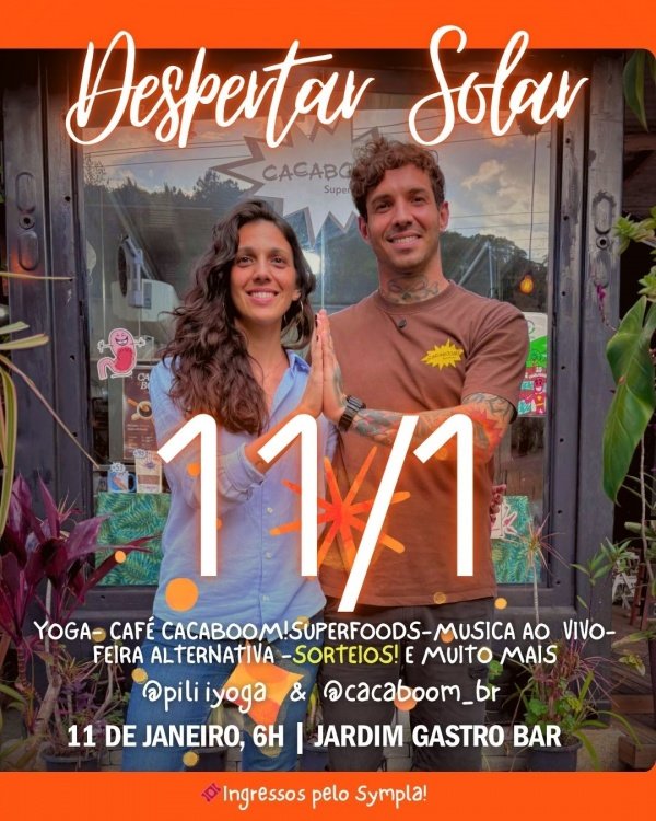 Imagem do evento Despertar Solar - Yoga com Pilar + Cacaboom! SuperFoods e Phill Bitencourt
