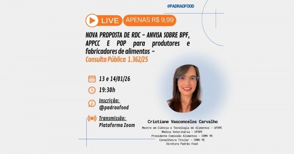 Imagem do evento NOVA PROPOSTA DE RDC-ANVISA: BPF,  APPCC E POP para produtores e fabricadores de alimentos