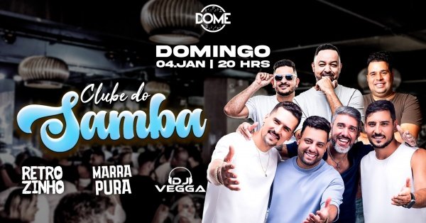 Imagem do evento CLUBE DO SAMBA | DOMINGO | 04/01 | 20 HRS
