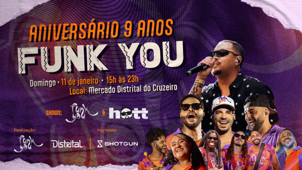 Imagem do evento FUNK YOU - 9 ANOS -  FESTA DE ANIVERSÁRIO